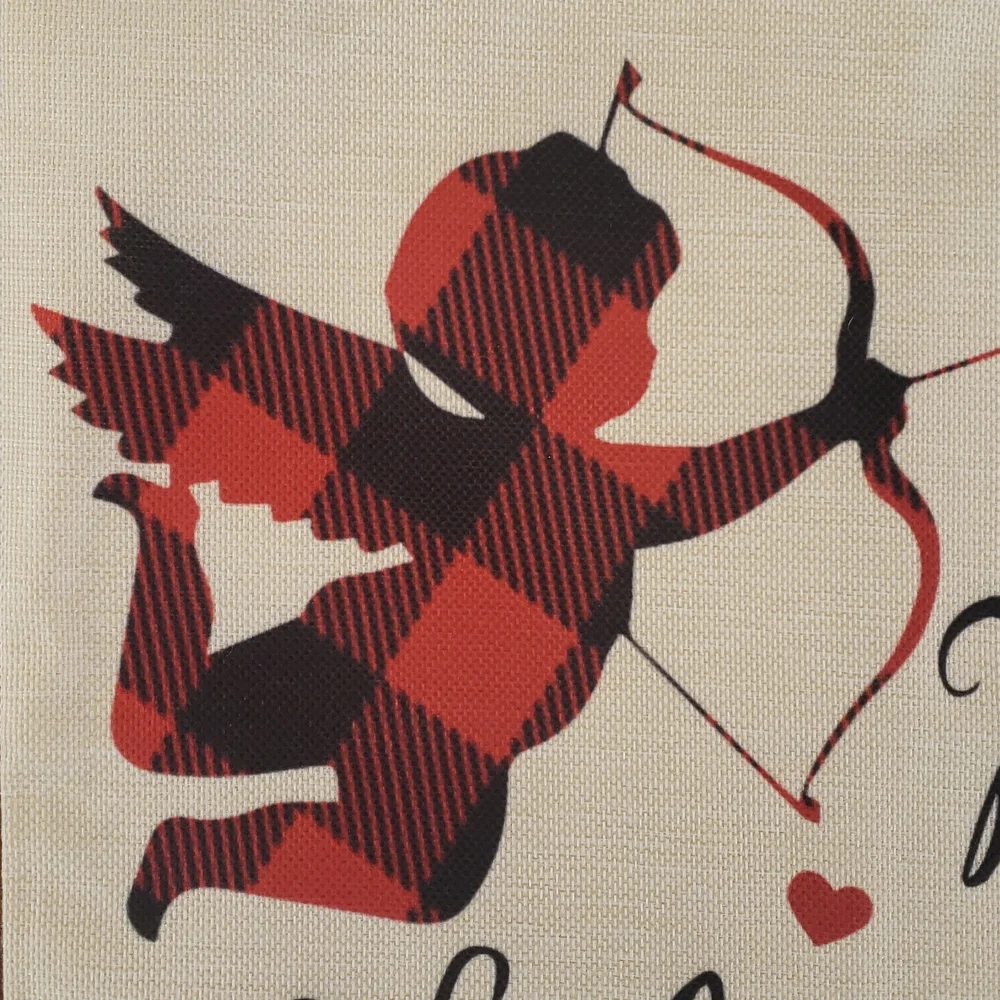 Valentine's Day 18x18 Pillow Cover Red & Black Heart Farmhouse Holiday Decor